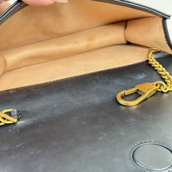 Gucci Black Leather Marmont Shoulder Bag with Gold Bee & Butterfly Embellishment - Picture 10 of 10